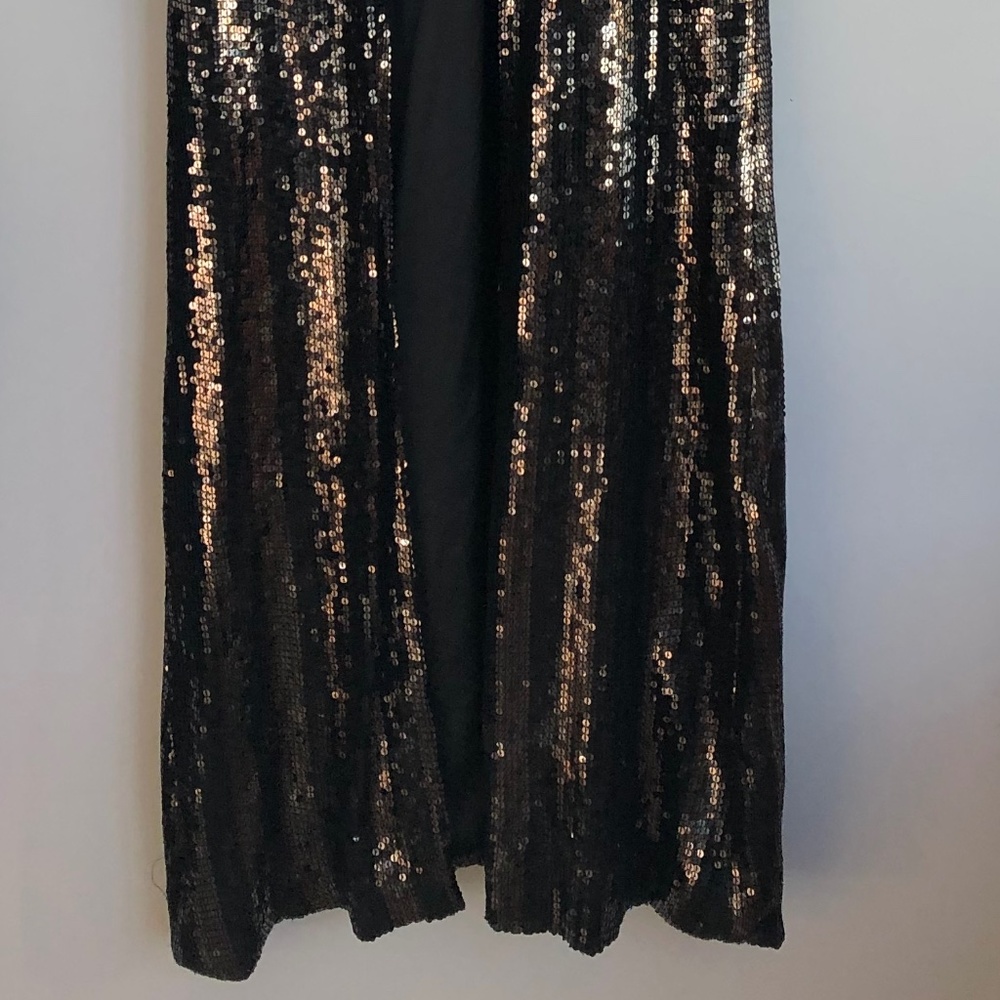 Designer Sequin Open Front Long Cardigan Coat She… - image 2